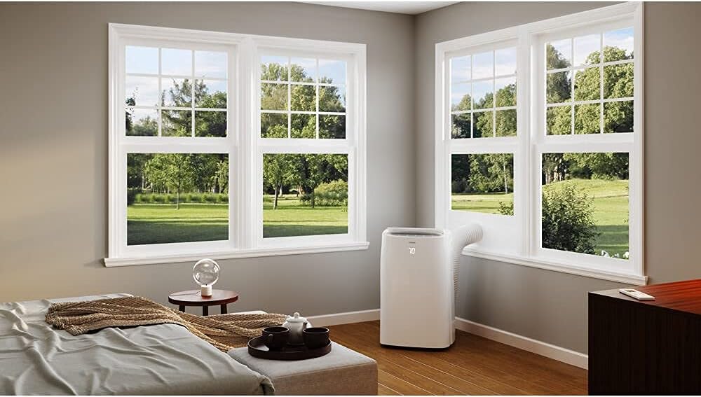 6,000 BTU Portable Air Conditioner | AC for Rooms up to 300 Sq.Ft. | LED Display | 24H Timer | Auto-Restart | Sleep Mode | Dehumidifier | White | FHCP061AKR