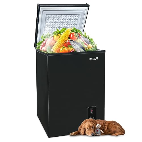 Small Chest Freezer 3 cu ft Top Door Mini Freezer, White deep freezer chest with Removable Basket, Outdoor compact freezer Low Noise with 5 Temperature Settings Ideal for Apartment Office RV and Kitchen