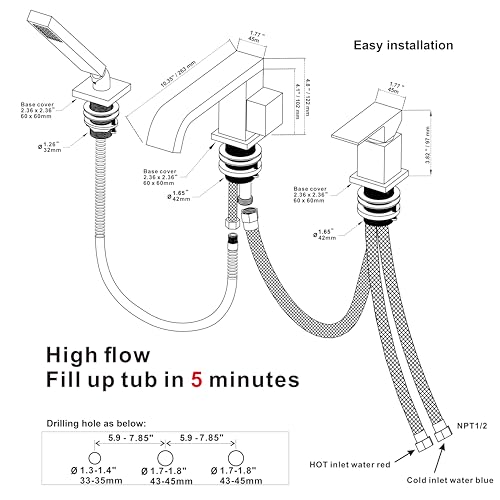 T02-7 Deck Mount bathtub faucet with sprayer