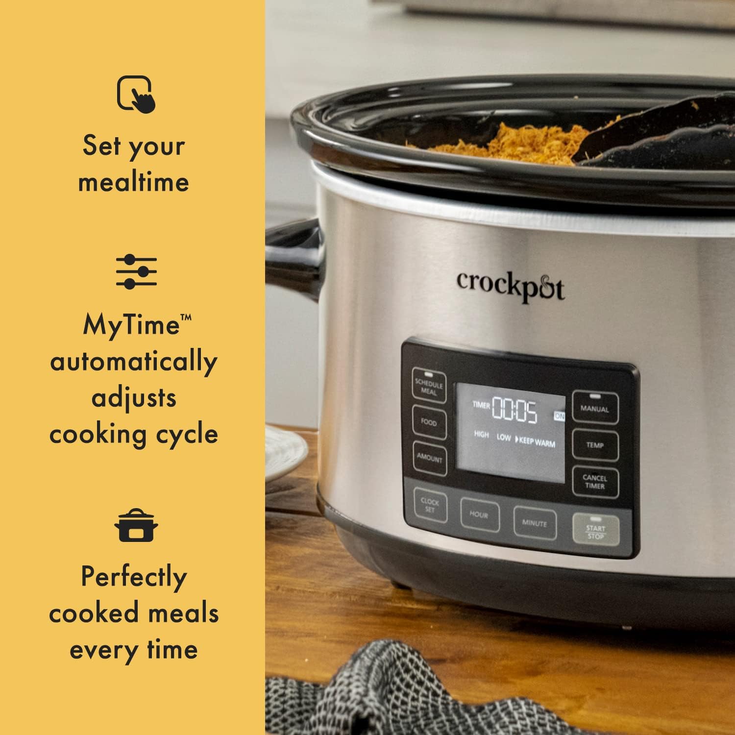 Crock-Pot 7Qt MyTime Cook & Carry Slow Cooker, Programmable, Stainless Steel