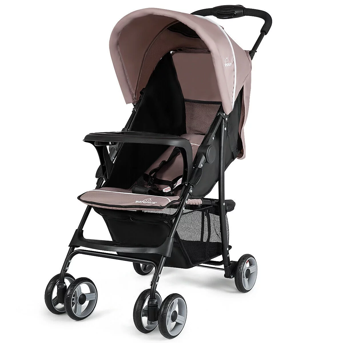 Costway Foldable Lightweight Baby Stroller Kids Travel Pushchair 5-Point Safety System Coffee