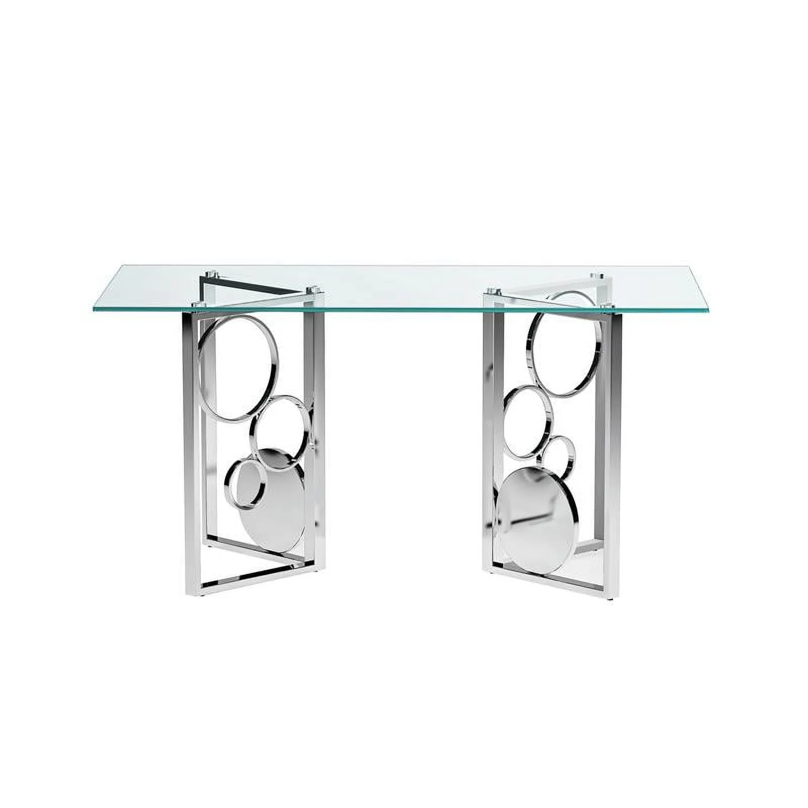 Milan Brunette Dining Set with 60" Glass Top Table & 4 Blue Motion-back Chairs