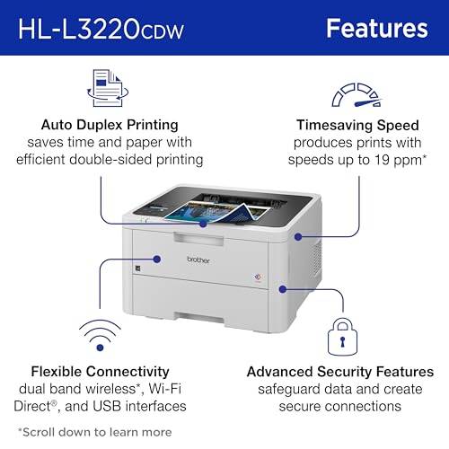 Brother HL-L3210CW Compact Digital Color Printer Providing Laser Printer Quality Results with Wireless