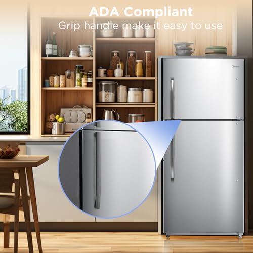 Midea Full Size Refrigerator Freezer,Adjustable Electrical Thermostat Control Refrigerator