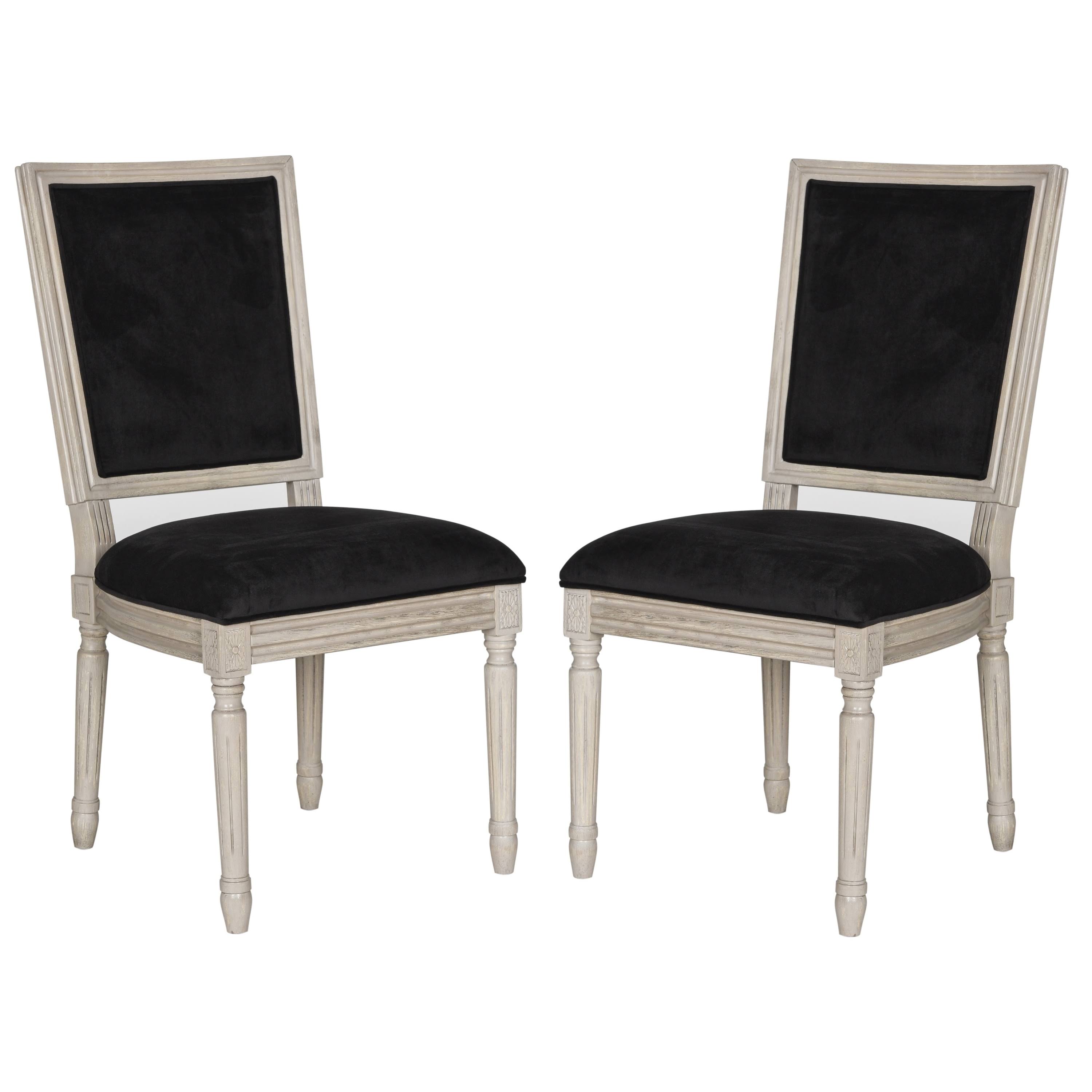 Safavieh Set of 2 Buchanan Black Velvet Side Chair
