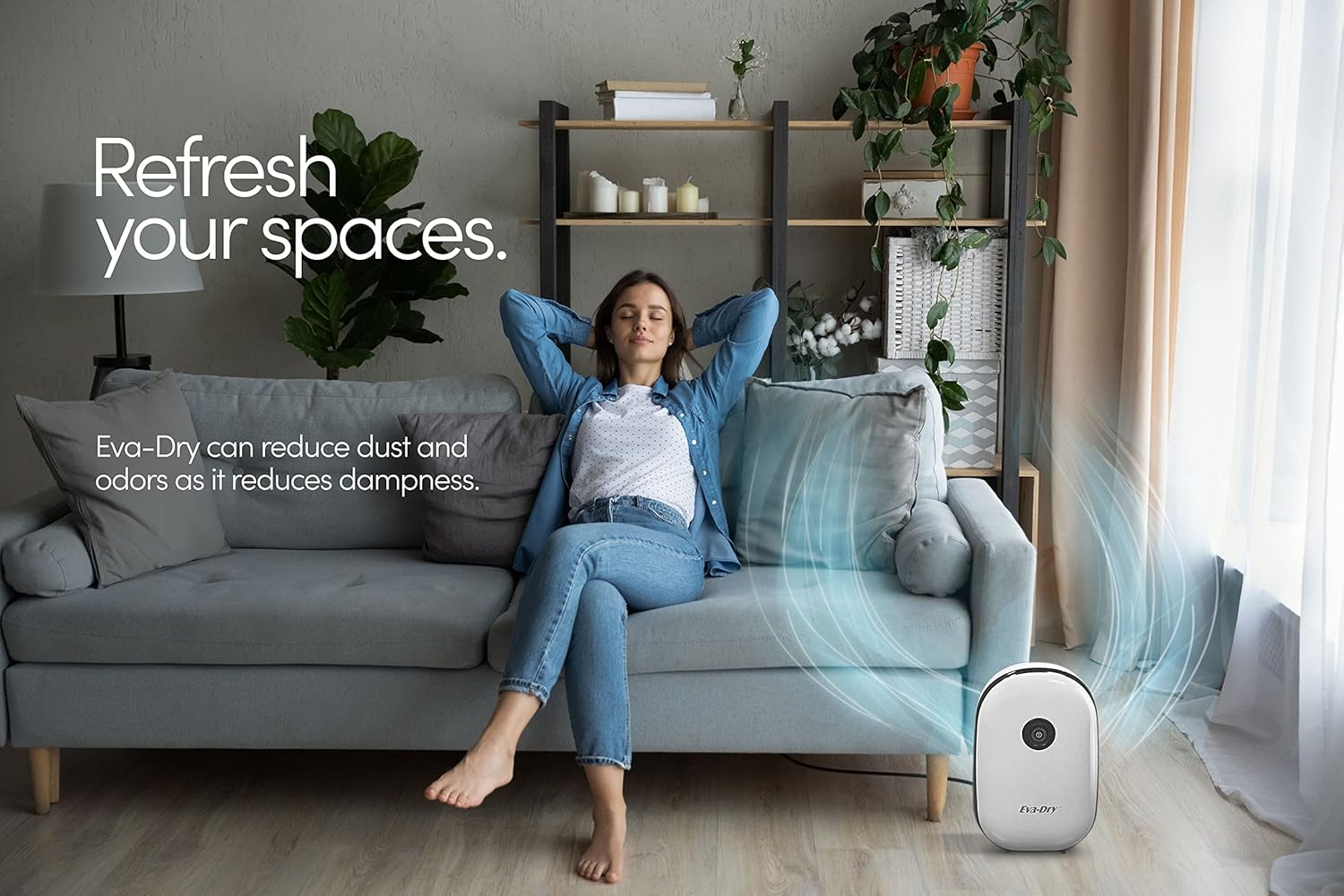 Eva-Dry Dehumidifier for Home - Quiet, Ideal for Small & Medium Spaces Up to 2,500 cu. ft. (278 sq. ft.) - Perfect for RVs, Bathrooms, Laundry Rooms, Campers, Bedrooms, and More