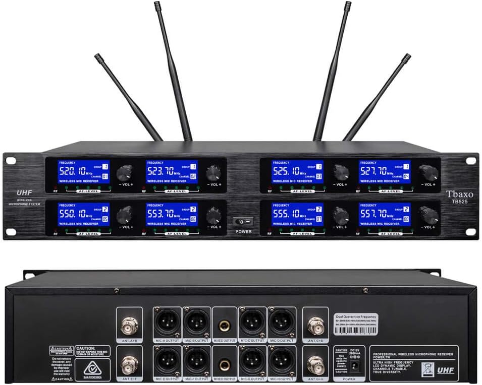 Wireless Microphone System 8 Channel Microphones Professional UHF Handheld Karaoke DJ 8 Whole Metal Mic Karaoke System Church Speaking Conference School Wedding Party Frequency A TBAXO