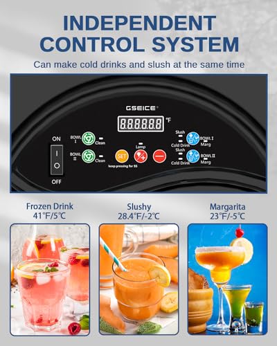GSEICE Slushy Machines, Margarita Machine for Slushies Margaritas Daiquiris, 110V/60Hz Slushie Machine for Restaurants Bars Beer Barn Home Party Cafes