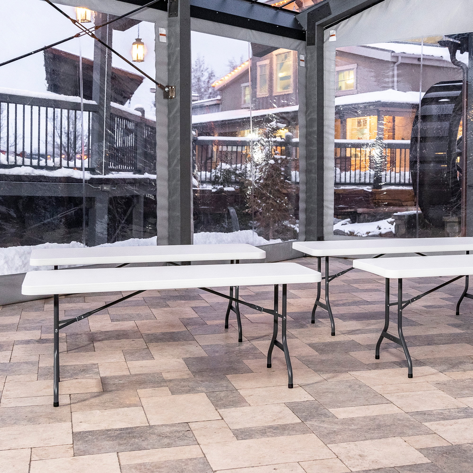 Lifetime 6 ft. Rectangle Folding Table, Indoor/Outdoor Commercial Grade, White Set of 4 (42901)
