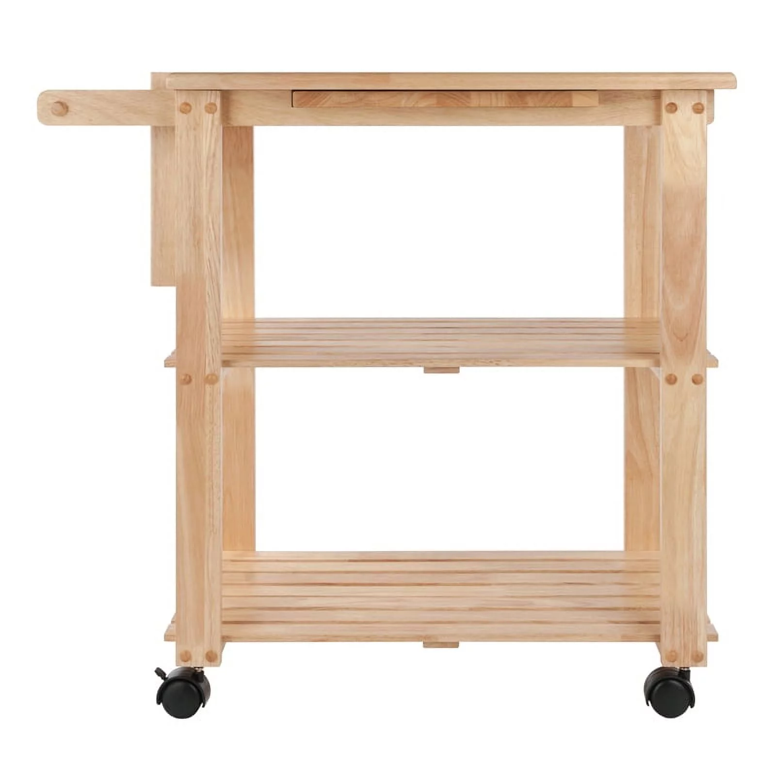 Pemberly Row Transitional Wood Utility Butcher Block Kitchen Cart in Natural