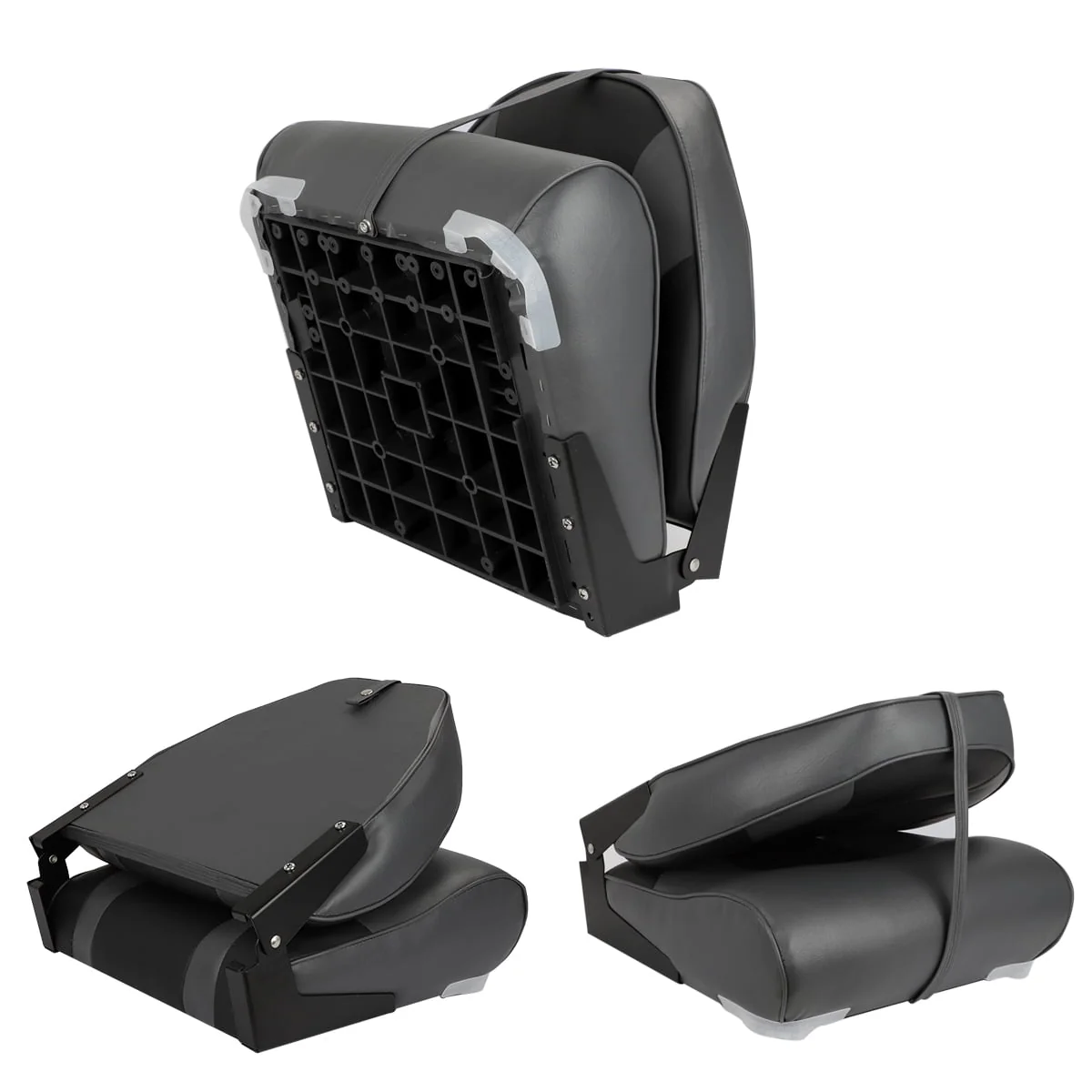NORTHCAPTAIN S1 Pro Premium High Back Folding Boat Seat,Stainless Steel Screws Included,Charcoal/Black(2 Seats)