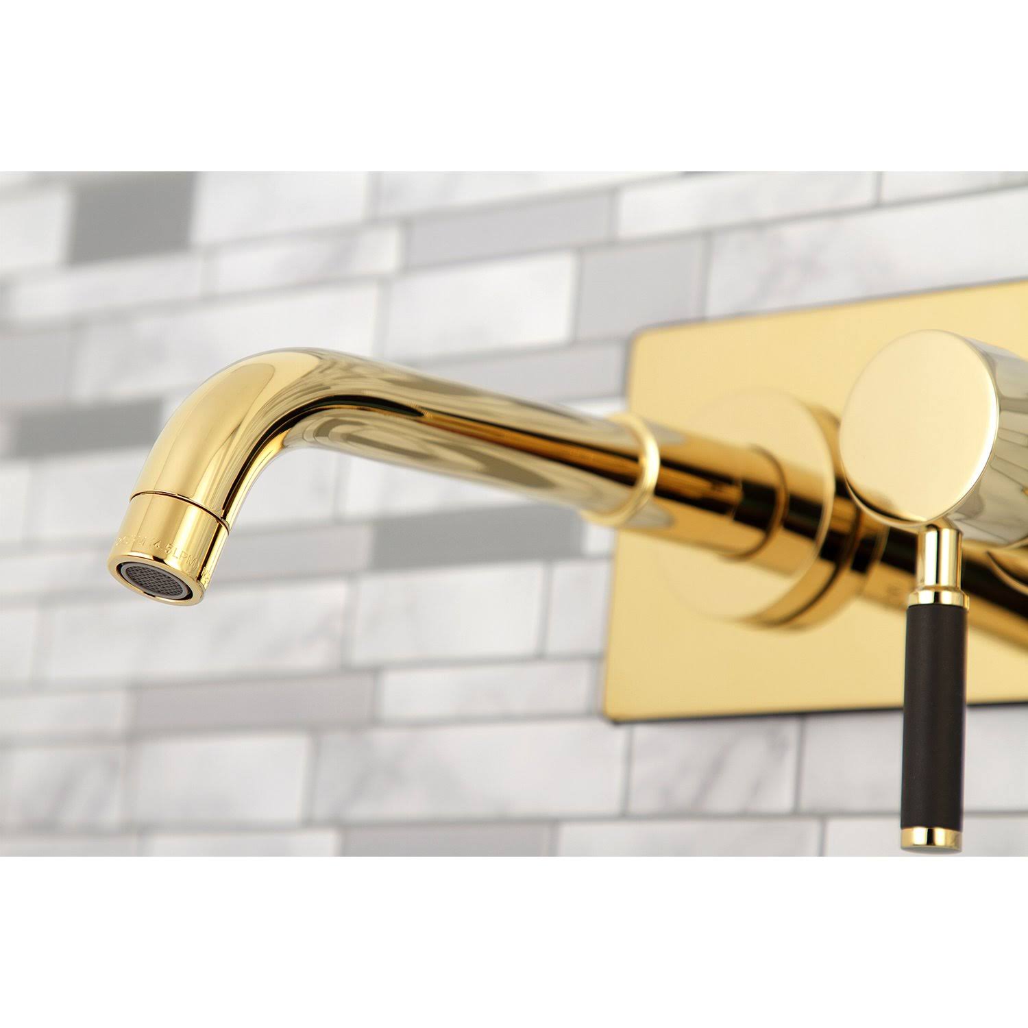 Kingston Brass KS8112DKL Single-Handle Wall Mount Bathroom Faucet, Polished Brass