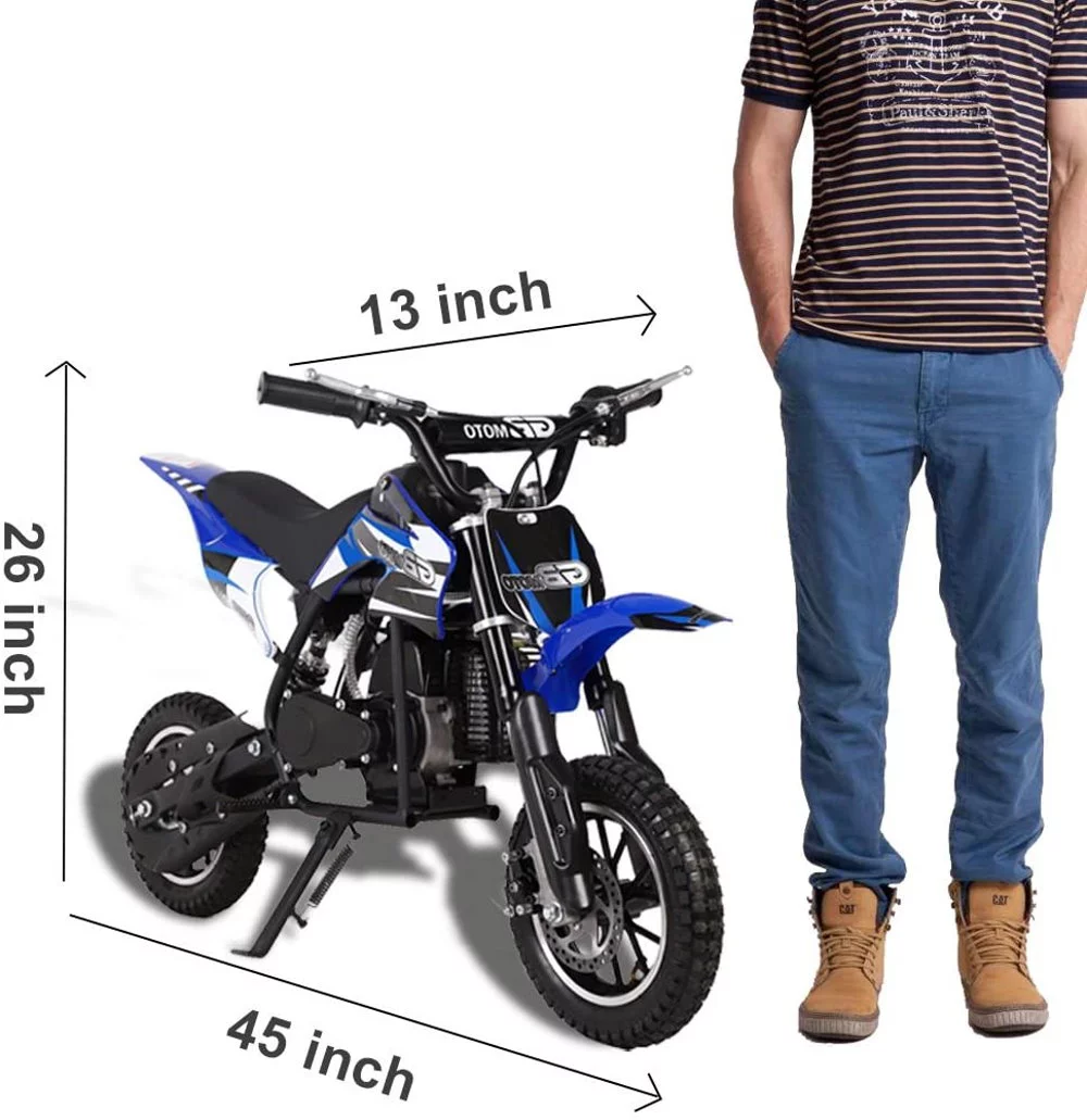 Kids Mini 50CC Gas Dirt Bike, 2 Stroke Ride on Bike with Off-Road Tire, Shocks, Pull Start, Oil Mixed Required, Support Up to 165lbs,Max Speed 20Mph, Age 8+ - Curated Treasures Market