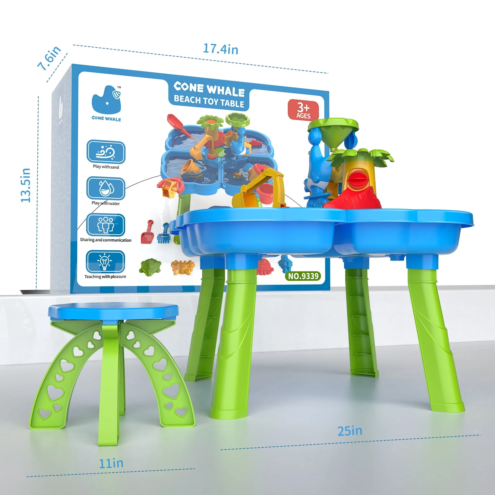 Dinosaur Planet Sand Water Table for Toddlers, 4 in 1 Sand Table and Water Play Table, Kids Table Activity Sensory Play Table Beach Sand Water Toy for Outdoor Backyard for Toddlers Age 2-4 Gift