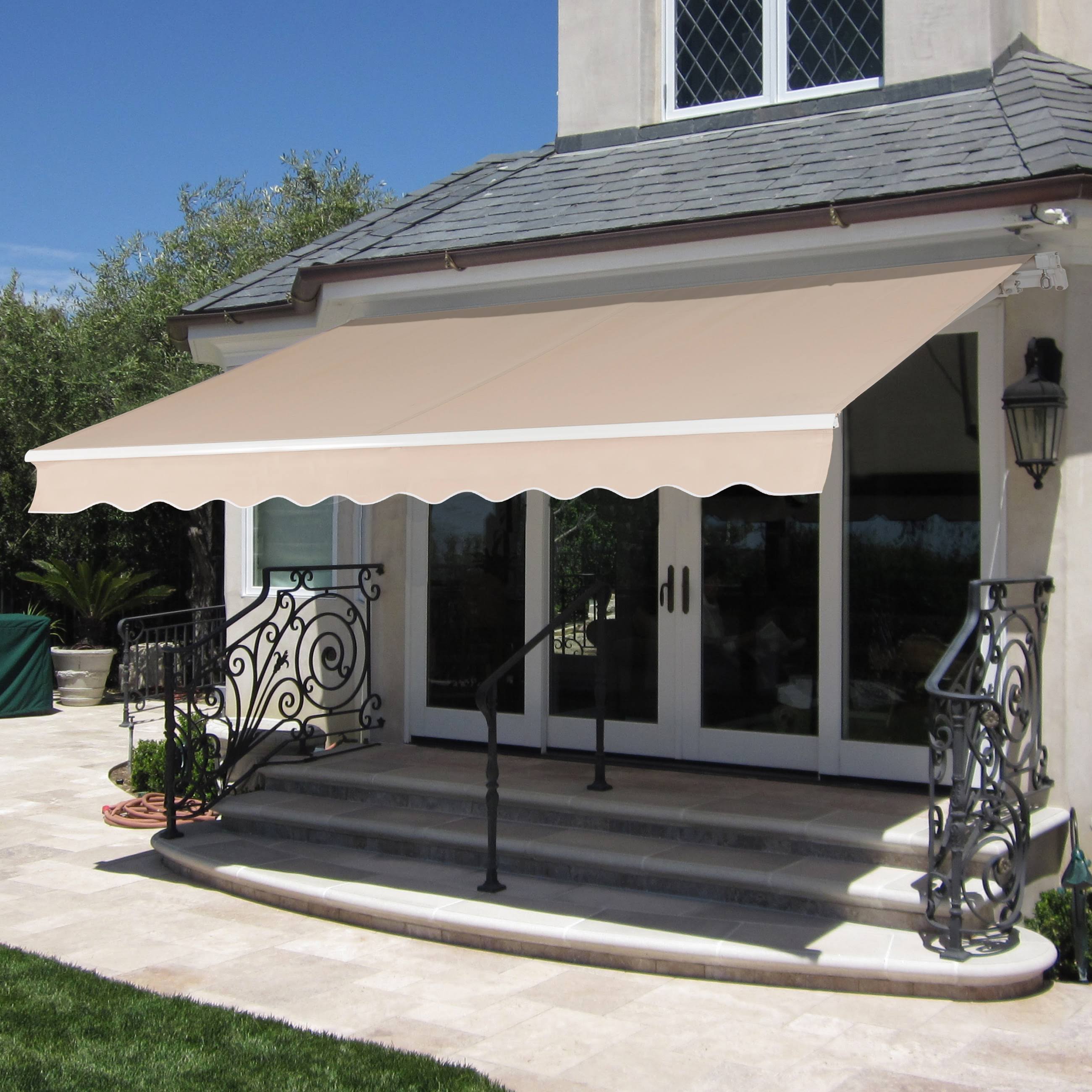 Best Choice Products Retractable Aluminum Patio Deck Awning Canopy, Beige