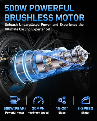 Electric Bike for Adults, Ebike, Electric Bicycle with 576WH Removable Battery,14"/20" Folding Ebike, 20MPH,20+ Miles(MAX),500W High Motor,Multi-Shock Absorption,UL 2849,Commuting Mini E Bikes