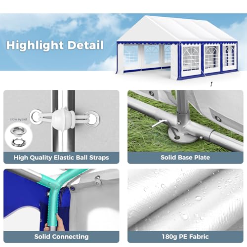 GREEN PARTY 20x40FT Party Tent Heavy Duty, Large Wedding Event Shelters with 7 Carry Bags & Removable Sidewalls, Outdoor Canopy Gazebo Commercial Tents for Parties Carport Camping Garden Patio