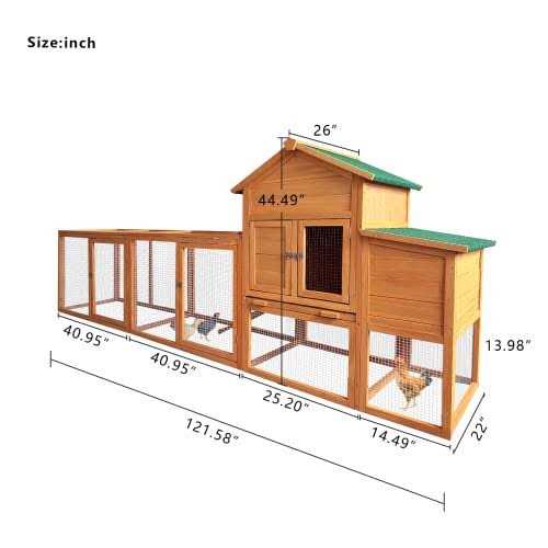 RUNVA 122''Chicken Coop with Nest Box Poultry Cage with Removable Tray - Pet Supplies online store