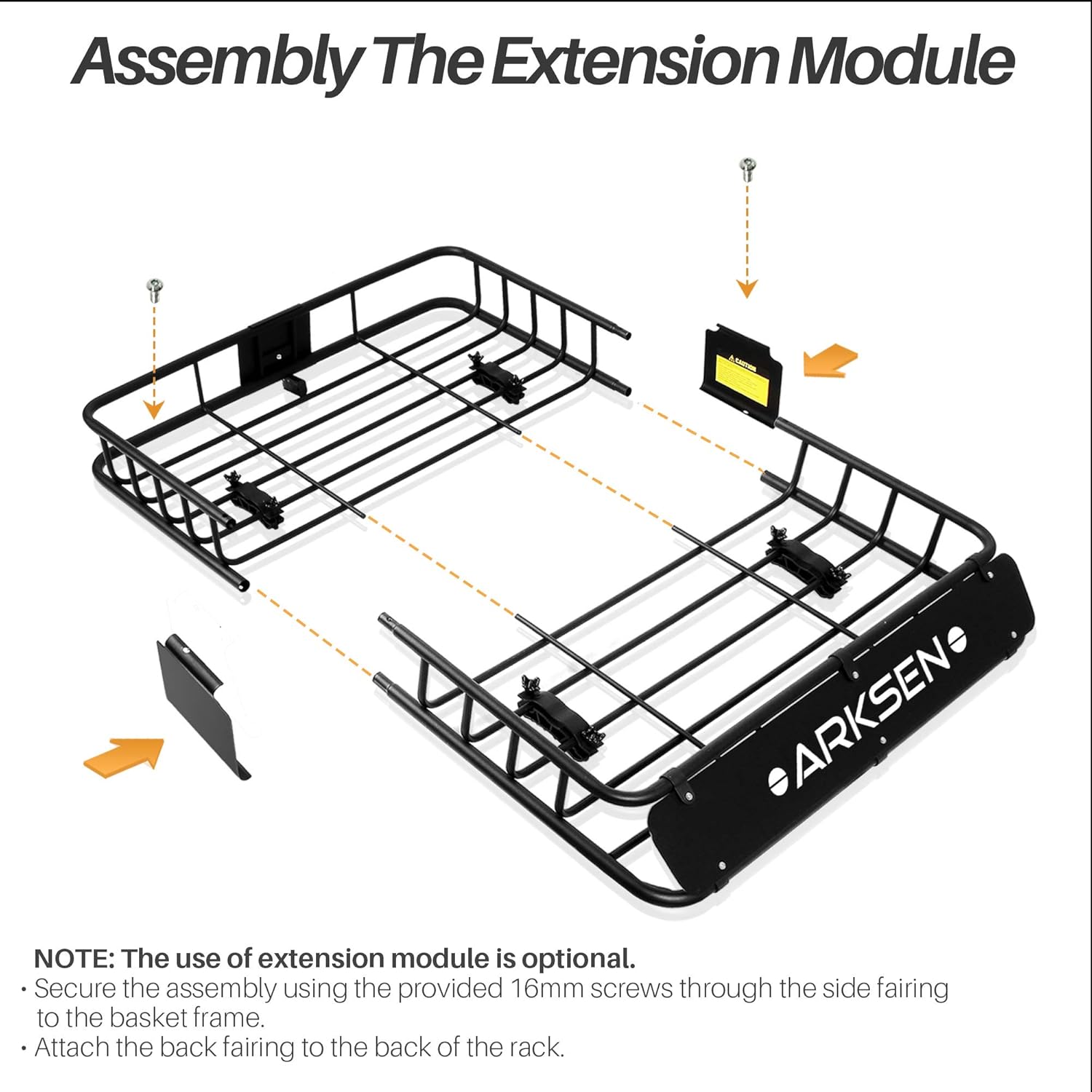 ARKSEN 84 Inch Universal Roof Rack Cargo Basket with Extension Soft-Shell Rooftop Cargo Carrier with Waterproof Car Roof Bag for SUV, Trucks, & Cars - Black