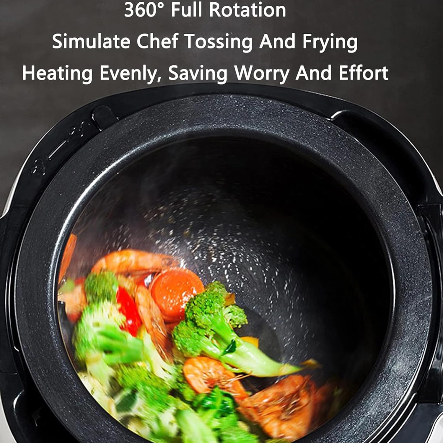 Automatic Cooking Machine,Automatic Stir Fry Robot,6LTouch Panel Cooker Robot, with 360° Rotating and 3D All-round Heating Anti-Paste,Perfect for Christmas & New Year Parties