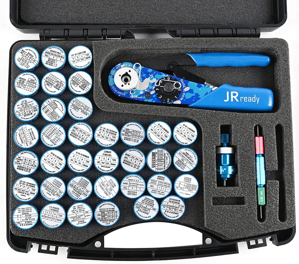 JRready ST2119-AS2 Eight Indent Crimping Tool KIT M22520 2 01 series crimper with 37 Positioner and GO NO GO GAUGE G125 for Aviation Aerospace and miniature electrical connector