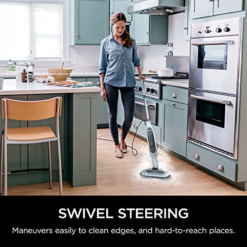 Shark S7000AMZ Steam Mop, Steam & Scrub All-in-One Scrubbing and Sanitizing, Designed for Hard Floors, with 6 Dirt Grip Soft Scrub Washable Pads & 2 Steam Modes, Pure Water Blue