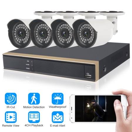 Did 4CH AHD 720p CCTV Camera Security System with 4 Pcs IP Outdoor IR Night Vision Home Security Camera System White (Wireless S