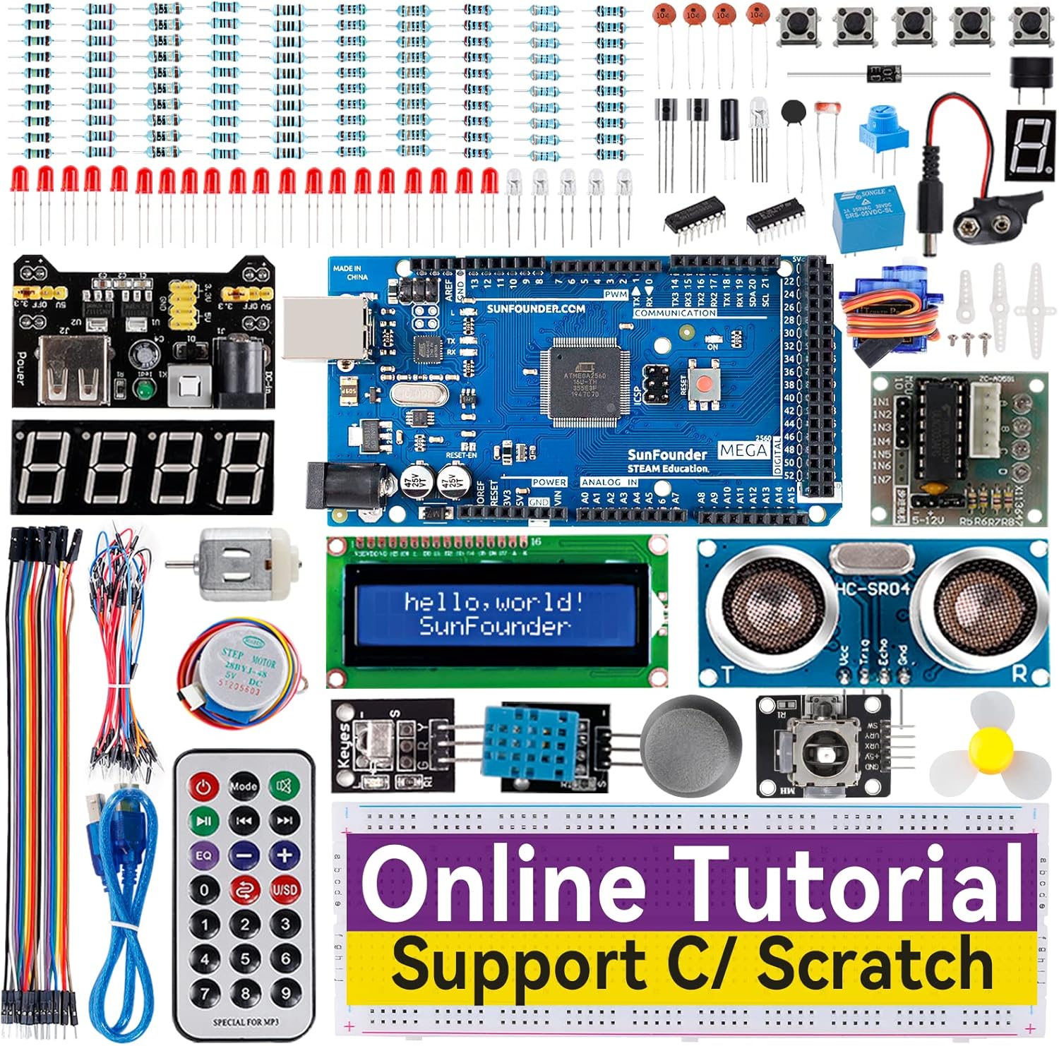 SunFounder Project The Most Complete Electrnoics Starter Kit Compatible with Arduino Mega 2560 R3 Mega328 Nano, 40 Tutorials Included Pack of 2