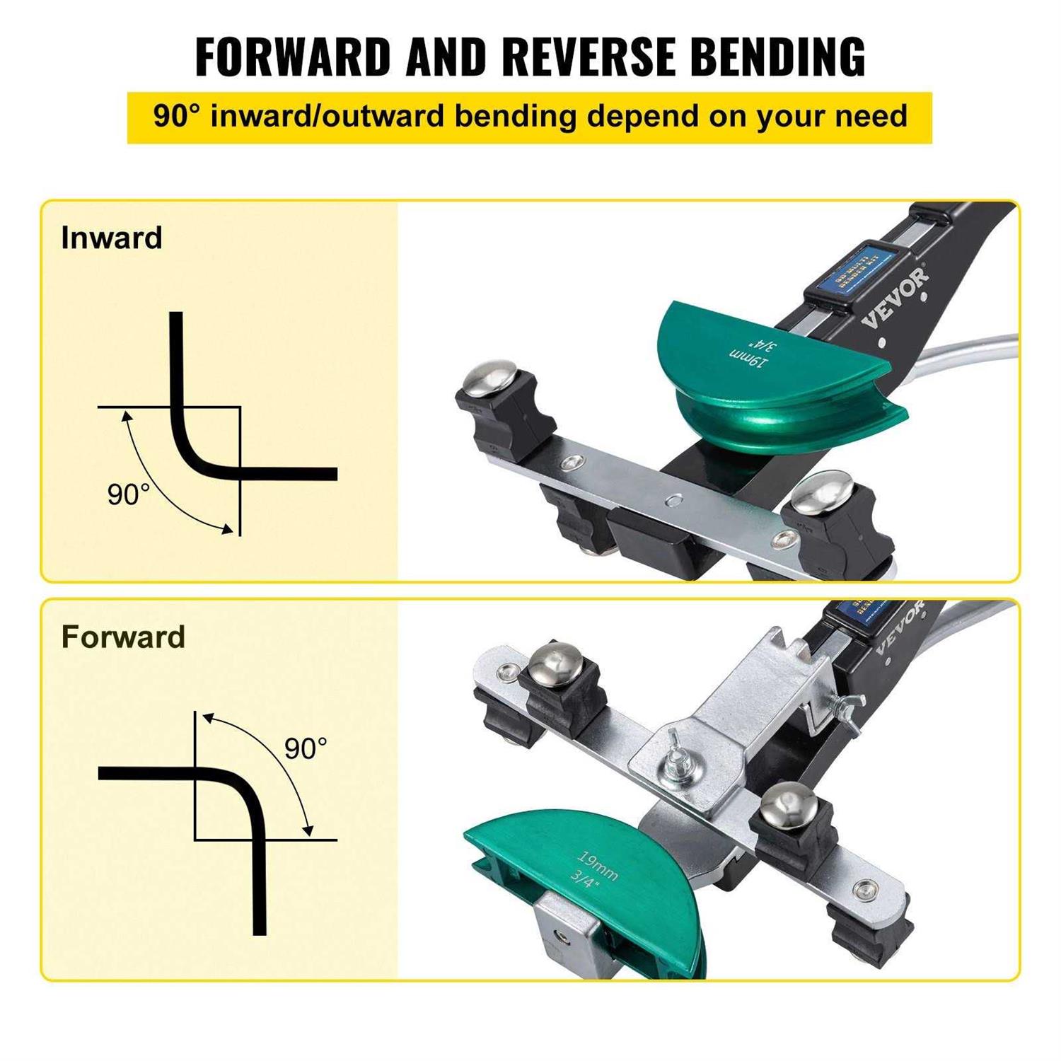 VEVOR Copper Pipe Bender, 7 Dies 1/4-7/8 inch 90 Degrees Forward and Reverse Bending - Shop Hardware Tools Online Store