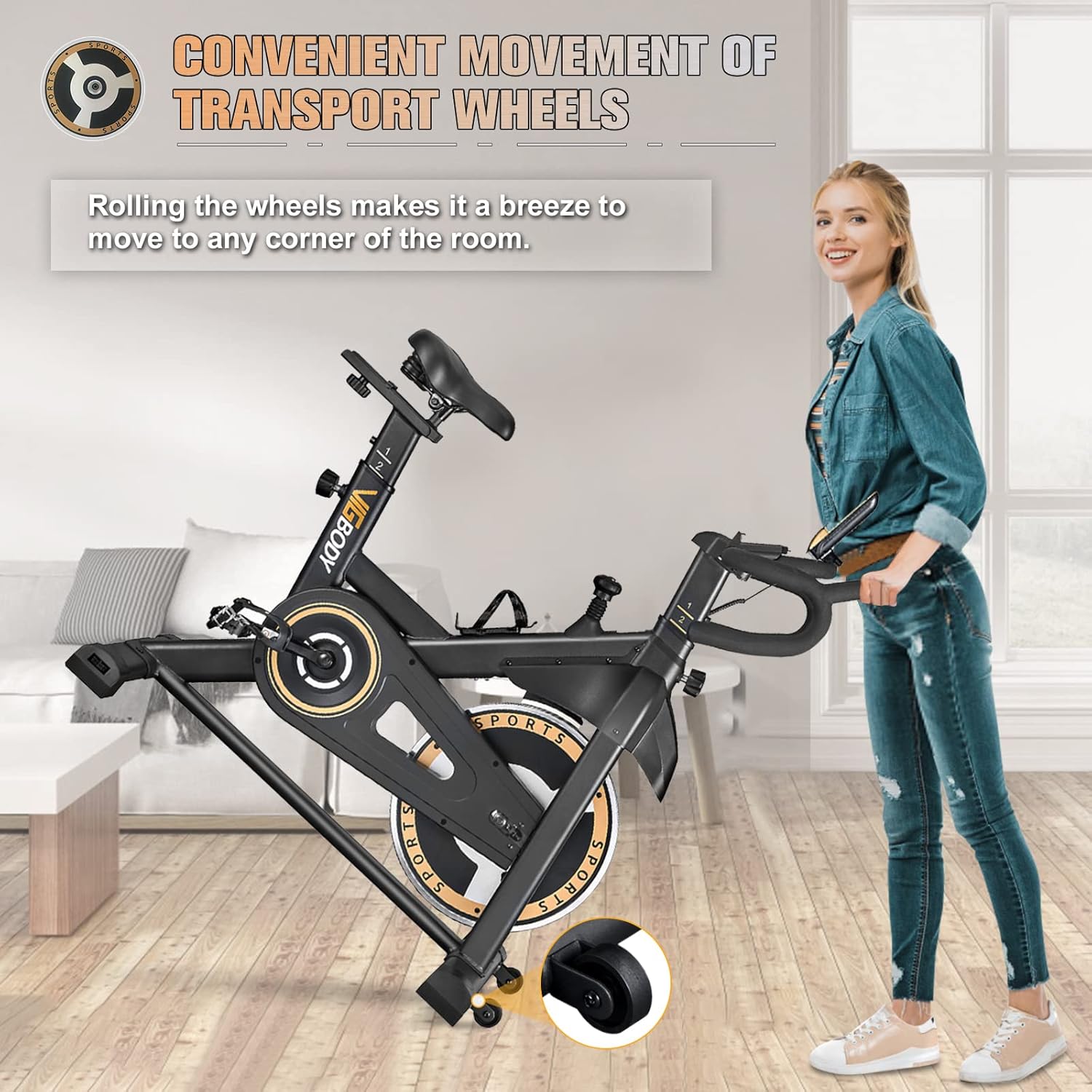 Indoor Cycling Bike Stationary, VIGBODY Exercise Bike Ipad Holder with LCD Monitor Comfortable Seat for Home Cardio Workout Indoor Fitness Training Bike