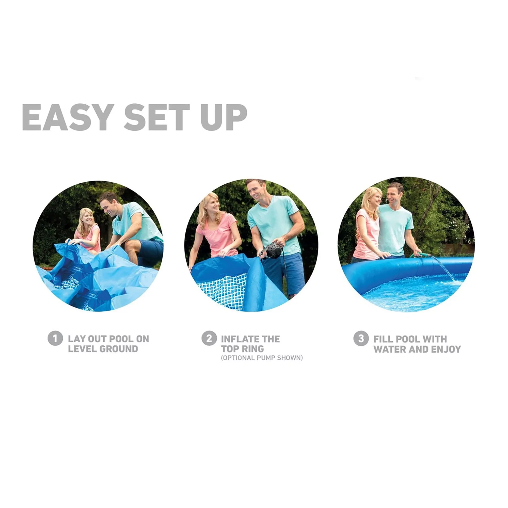 Intex: Easy Set 18' x 48" Inflatable Pool w/ Filter Pump, Above Ground Pool Set, 5455 Gallon Capacity, Hydro Aeration Technology, Includes Filter Pump, Ground Cloth, Pool Cover & Ladder,  Ages 6+