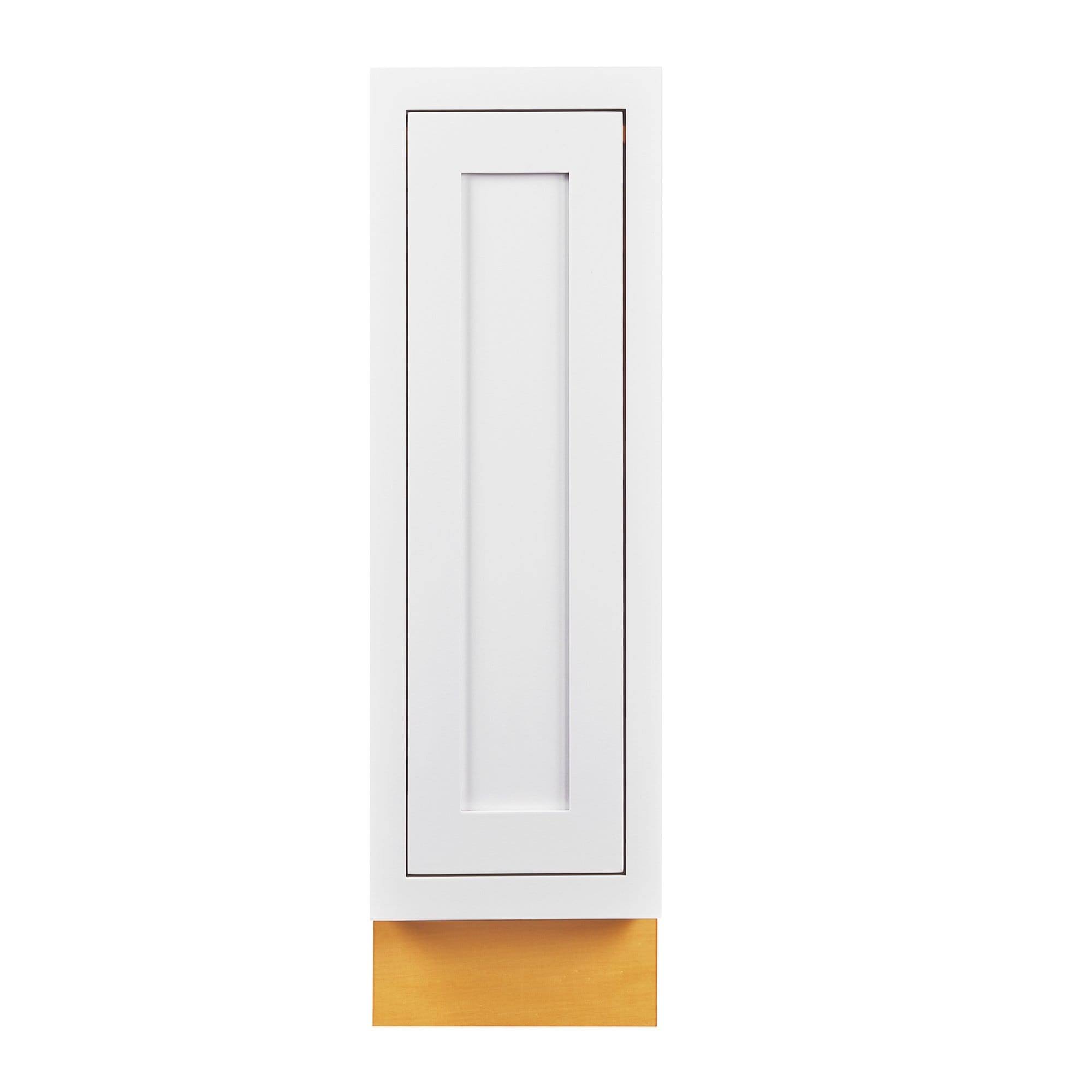 RTA Wholesalers 9 inch Wide Spice Rack Pull Out Base Kitchen Cabinet Snow White Inset Shaker - No Soft Close - Unassembled