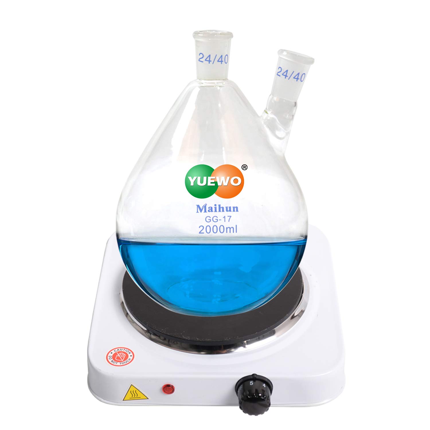 New 2000ml Lab Essential Oil Steam Distillation Apparatus Glassware Kits Water Distiller Purifier w/Hot Stove Graham Condenser S35 and 24/40 Joint