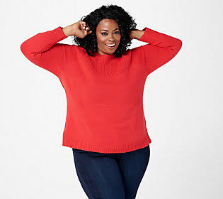 Isaac Mizrahi Live! Ribbed Neck Pullover Sweater, Size 3X, Classic Red - Avayadevconnect