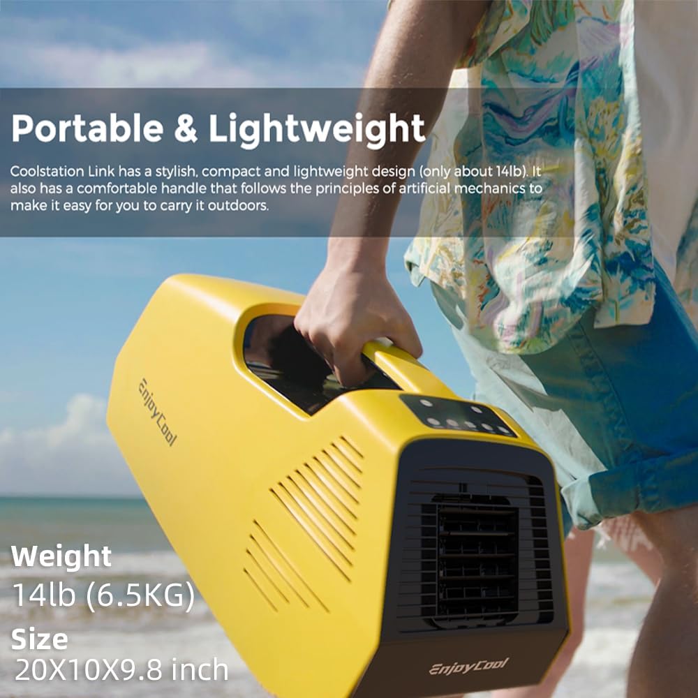 Portable Air Conditioner for Camping, EnjoyCool 2380BTU Camping Tent Air Conditioner, 240W Low Power Consumption AC Outdoor Air Conditioner, Portable AC for Camping Tent,RVs,and Travel (Link)