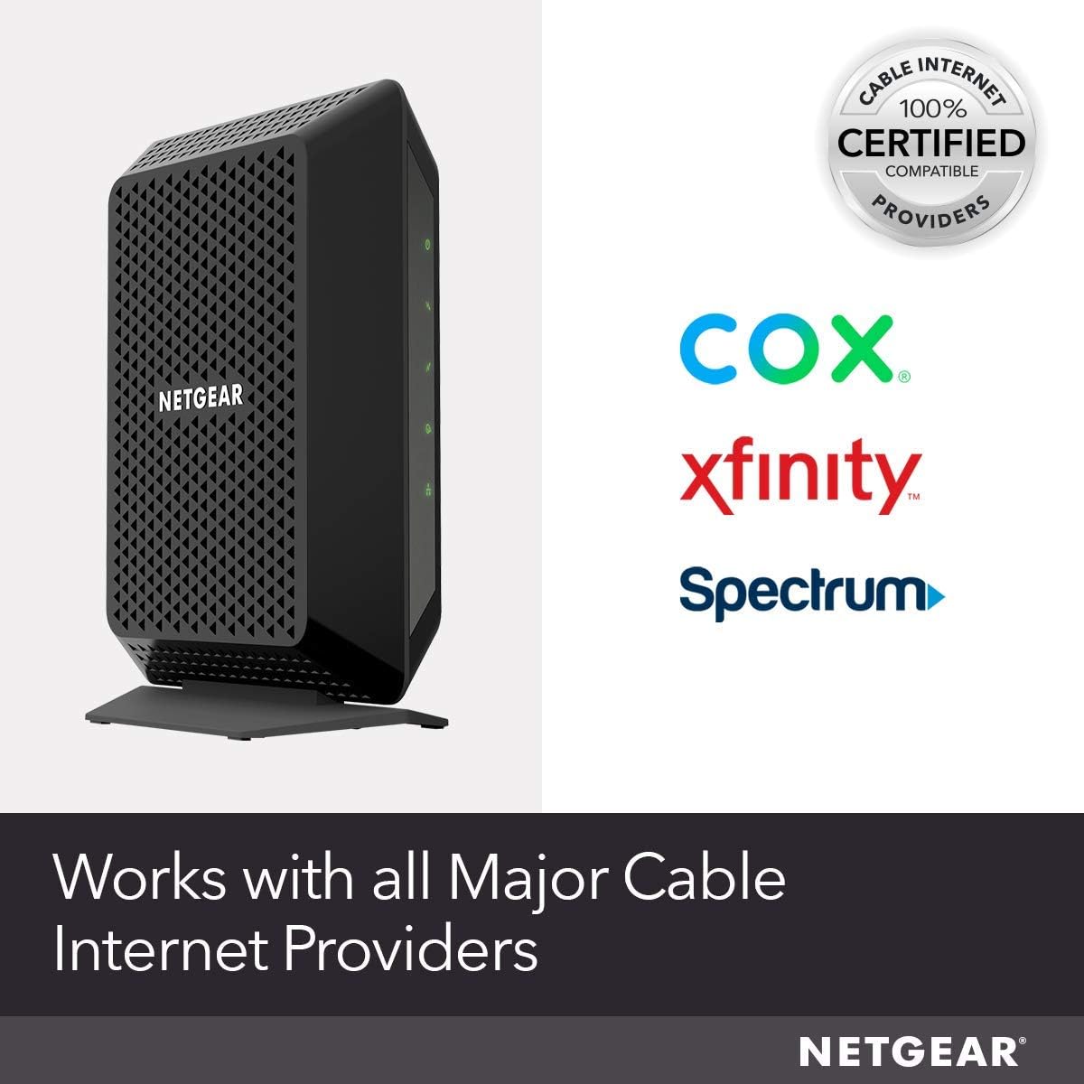 NETGEAR Cable Modem CM700 - Compatible with All Cable Providers Including Xfinity by Comcast, Spectrum, Cox | for Cable Plans Up to 500 Mbps | DOCSIS 3.0 (Renewed)