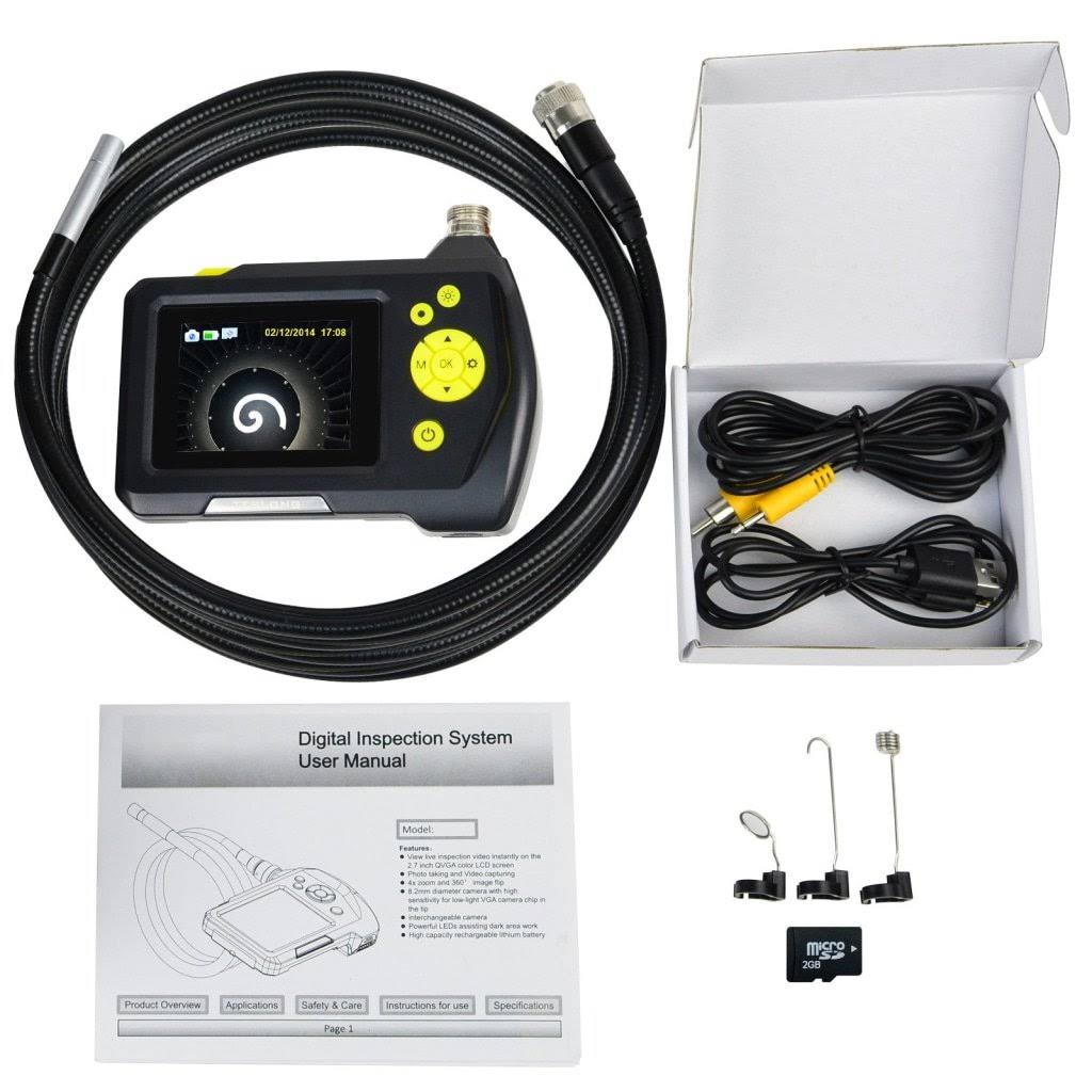 Waterproof Endoscope Digital Inspection Camera Borescope 8.2mm Camera 2.7 inch Screen Monitor (5m Cable)
