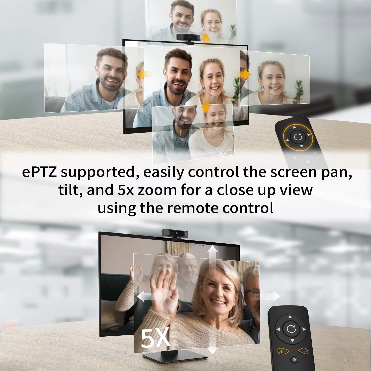j5create 4K Ultra HD Webcam with 5X Digital Zoom, Privacy Cover, Low Light Enhancement, Dual High-Fidelity Microphones, Remote Control, USB-C | for Video Conferencing, Online Classes, Live Streaming