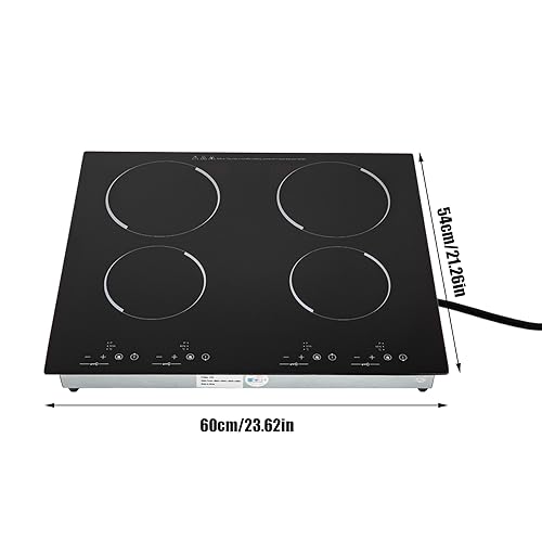 2 Burner Electric Cooktop, 1500W 110V Electric Ceramic Cooktop Built-in Electric Stove Top with 2 Electric Burners, 9 Heating Level and Kid Safety Lock, Sensor Touch Control