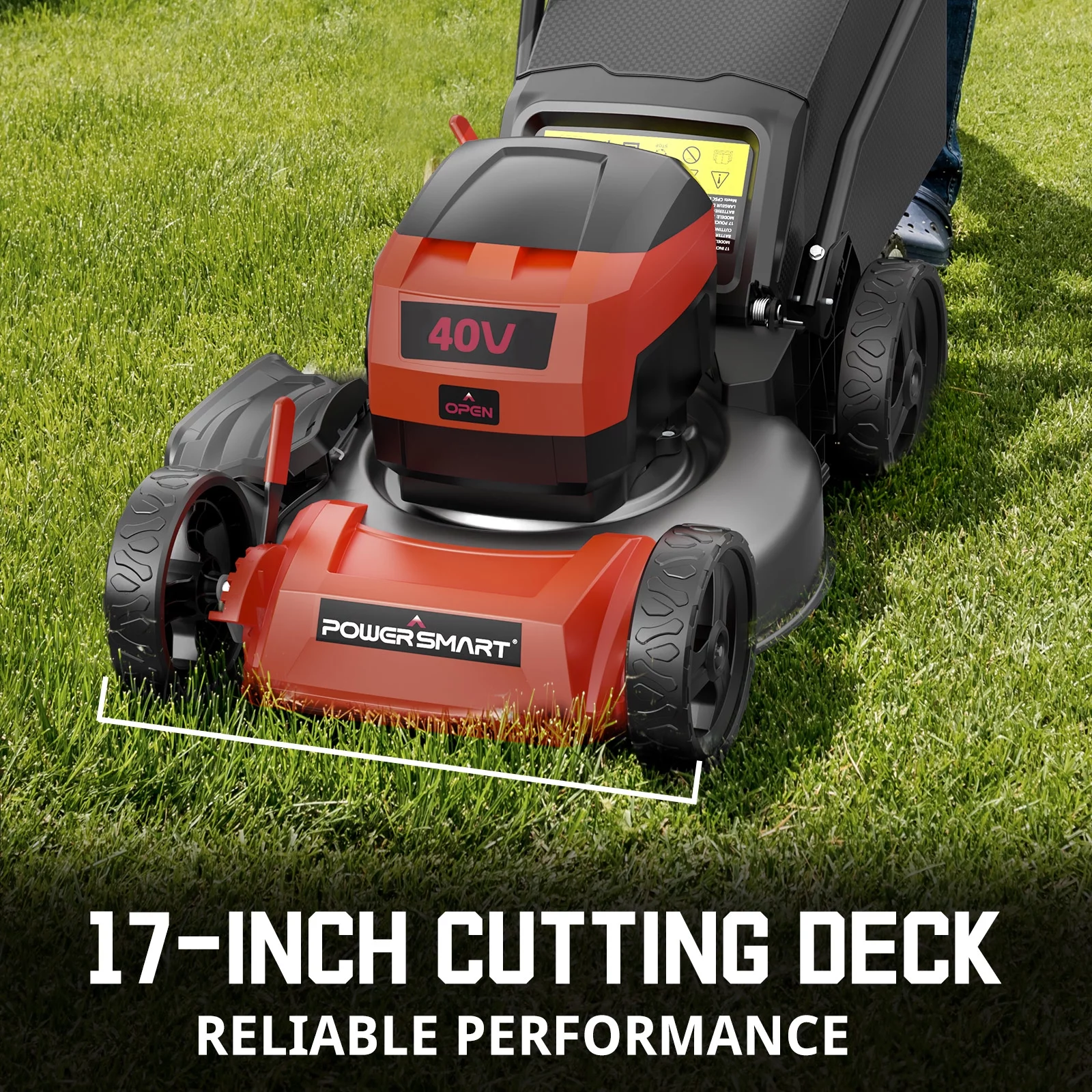PowerSmart 40V 17-inch Cordless Brushless Electric Push Lawn Mower W/4.0Ah Battery and Charger