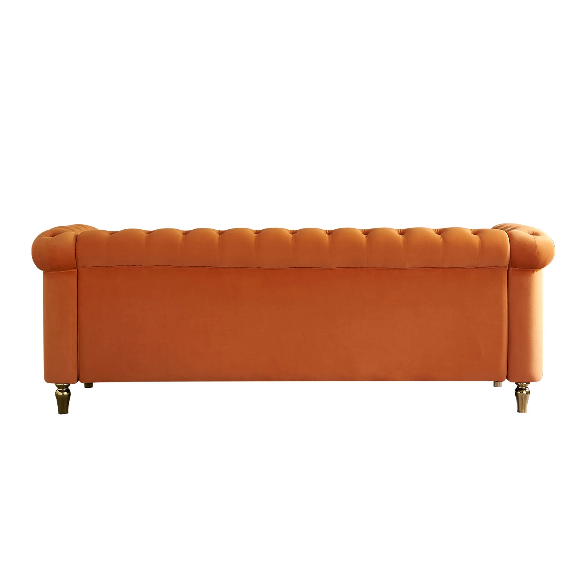 Chesterfield Velvet Sofa 84.65 inch for Living Room ORANGE Color