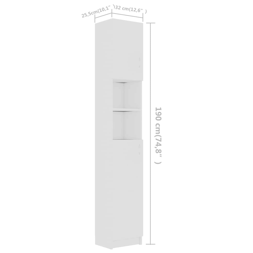 vidaXL Bathroom Cabinet White and Sonoma Oak 12.6x22x10x22x74.8x22 cm Chipboard