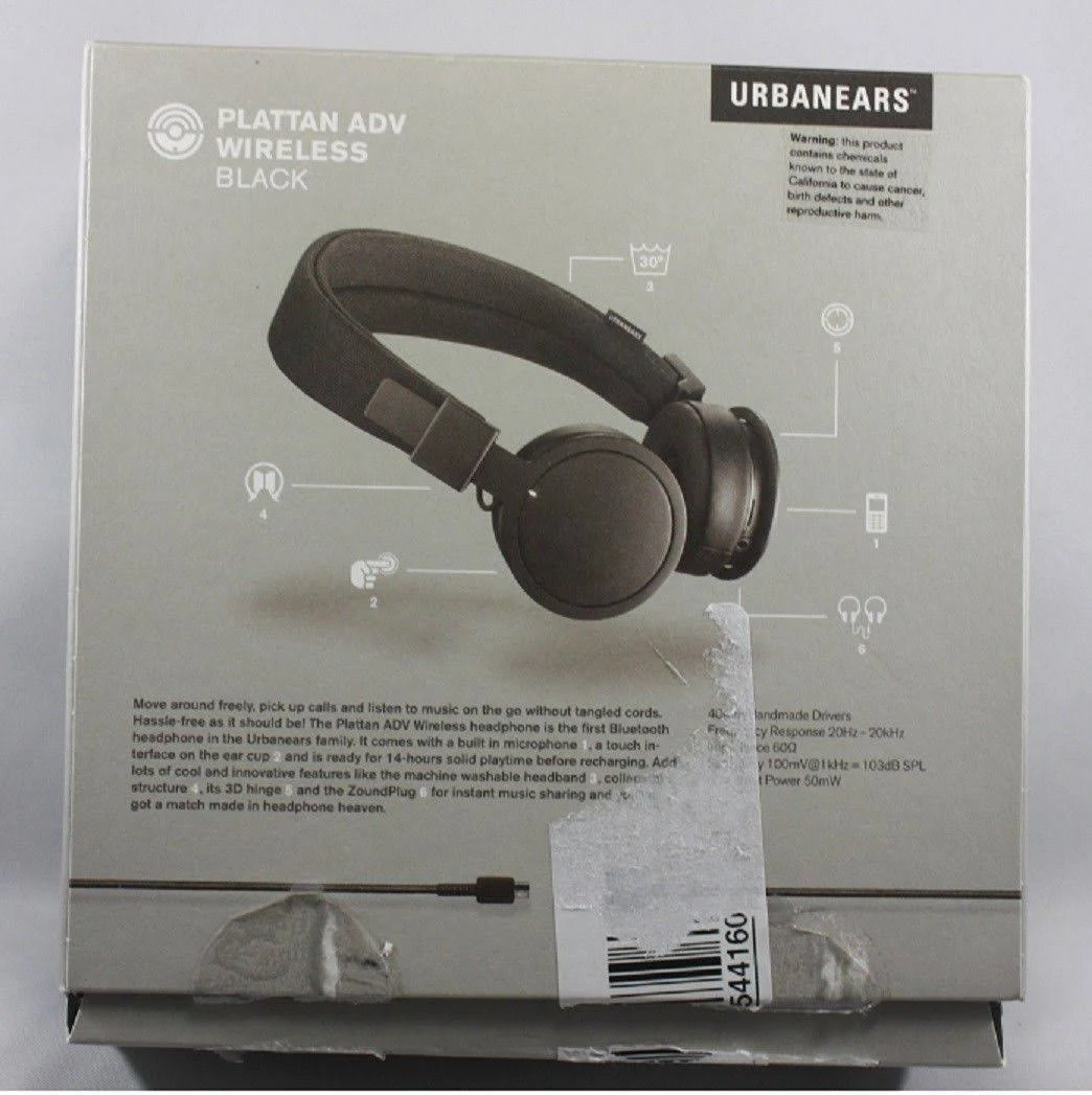 Urbanears Plattan Adv Wireless On-Ear Bluetooth Headphones Black (4091098)