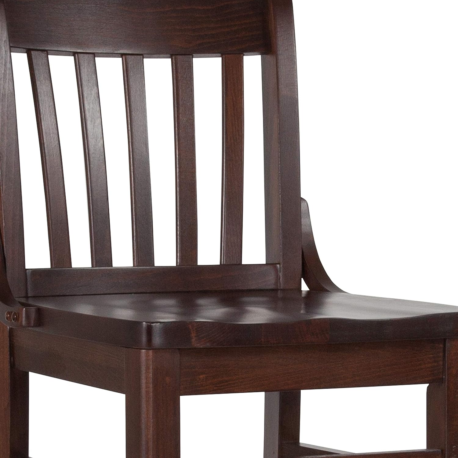 BizChair School House Back Walnut Wood Barstool