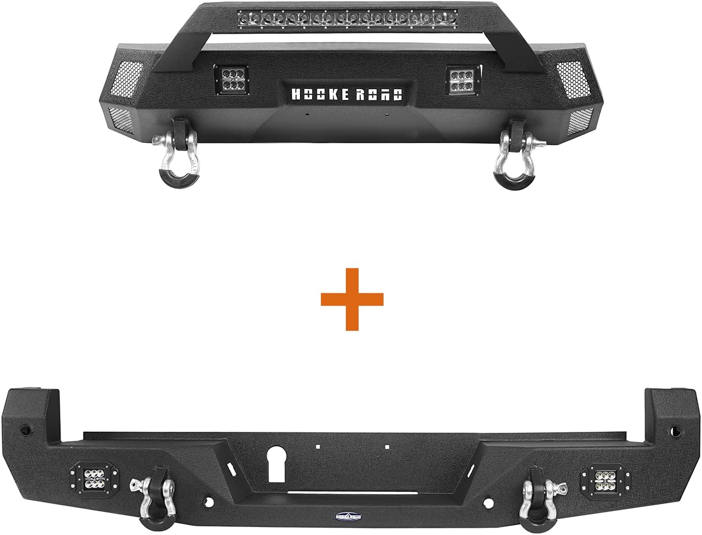 Hooke Road Tacoma Stubby Front Bumper & Full Width Rear Bumper Kit for Toyota Tacoma 3rd Gen 2016 2017 2018 2019 2020 2021 2022