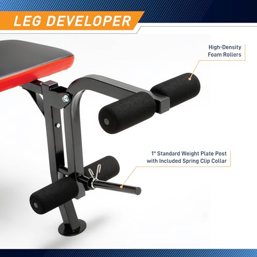 Marcy Standard Weight Bench with 80lbs to 100 lbs Vinyl-Coated Weight Set for Strength Training, Weight Lifting for Personal Home Gym