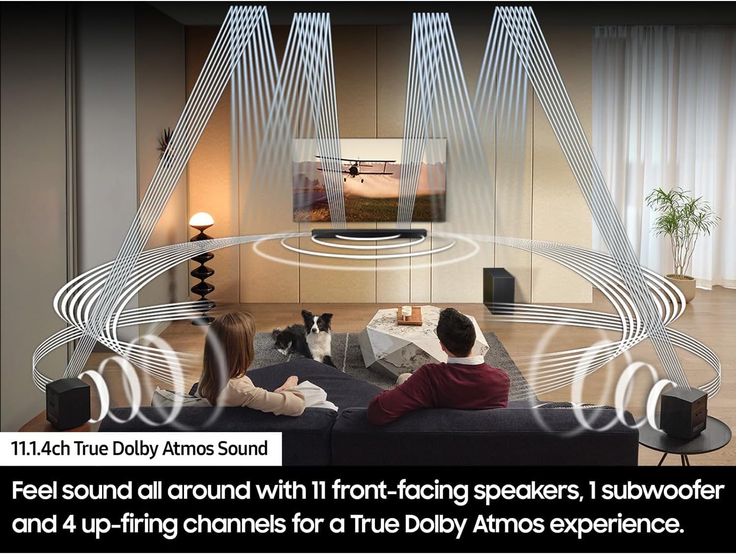 Samsung HW-Q990D Q-Series 11.1.4 ch. Wireless Dolby Soundbar with Q-Symphony (2024 Model) Bundle with Redeemable DIRECTV Gemini Air Streaming Device and 2 YR CPS Enhanced Protection Pack