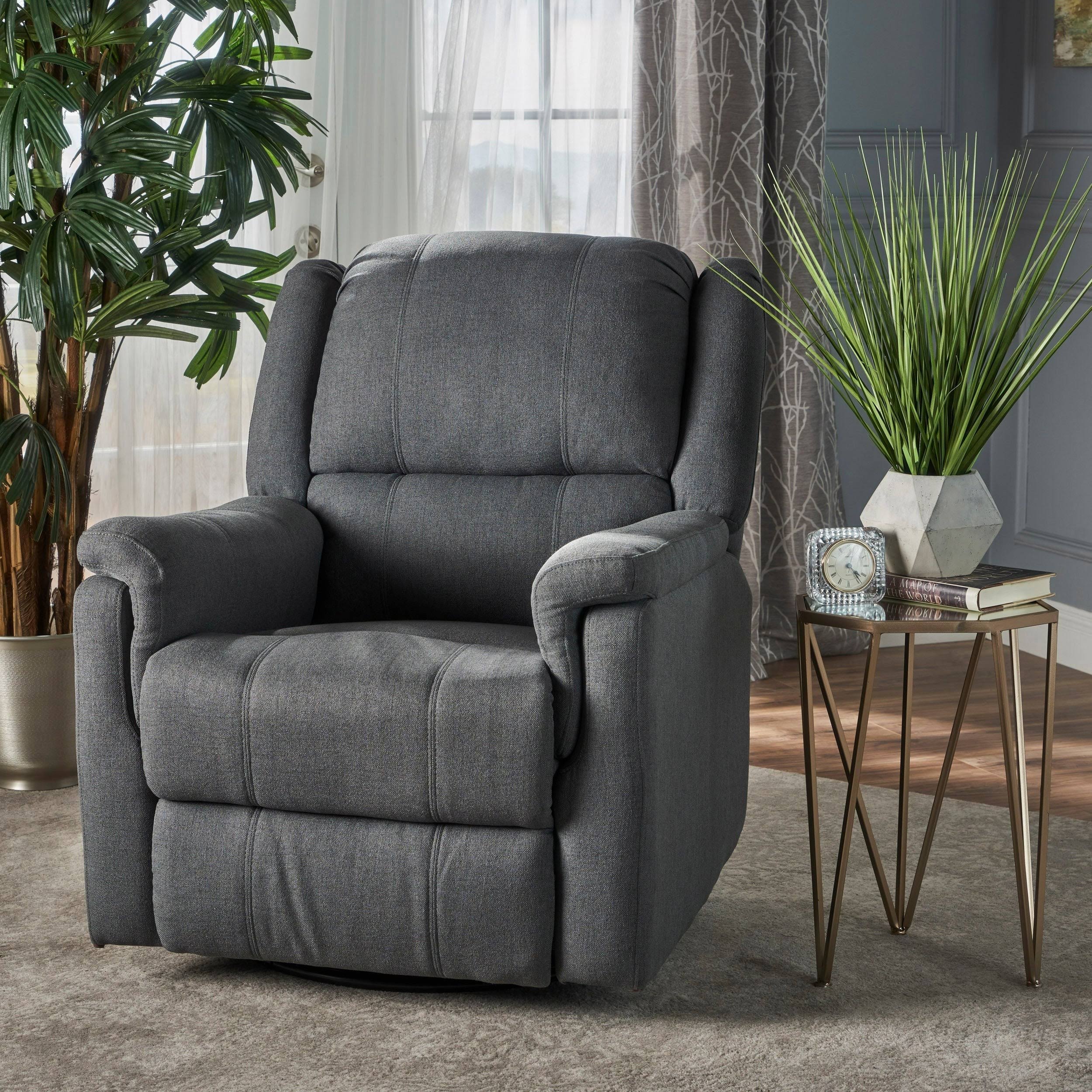 Christopher Knight Home Jennette Fabric Swivel Gliding Recliner by, Gray