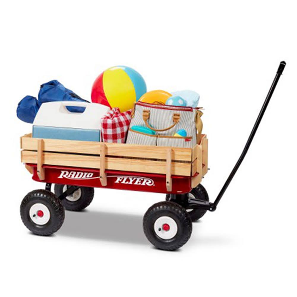 Radio Flyer Full Size All Terrain Classic Steel u0026 Wood Pull Along Wagon (2 Pack)