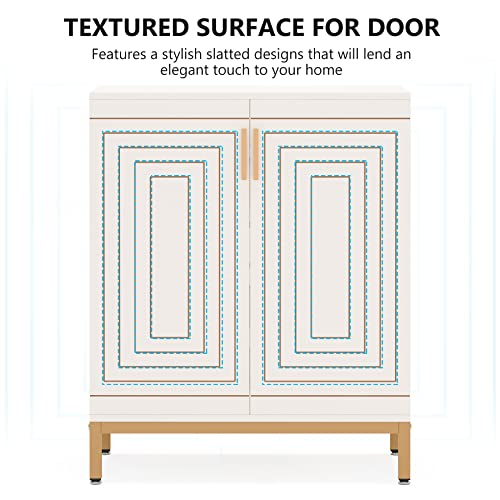 Shoe Cabinet with Doors, 20 Pairs Entryway Shoe Storage Cabinet Modern Storage Organizer for Closet, Living Room, Bedroom (White/Gold)